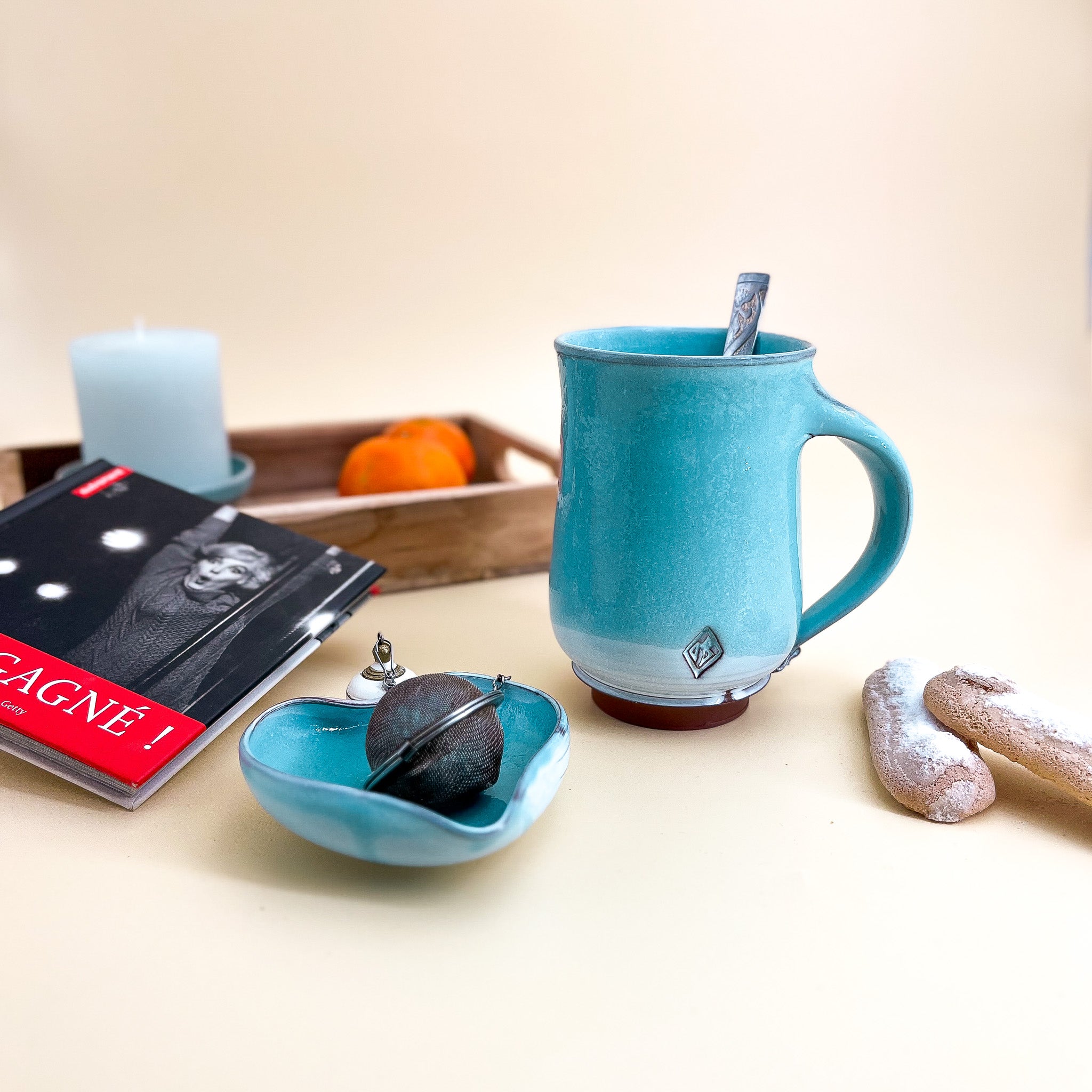 Grand mug et sa coupelle cœur Nuage