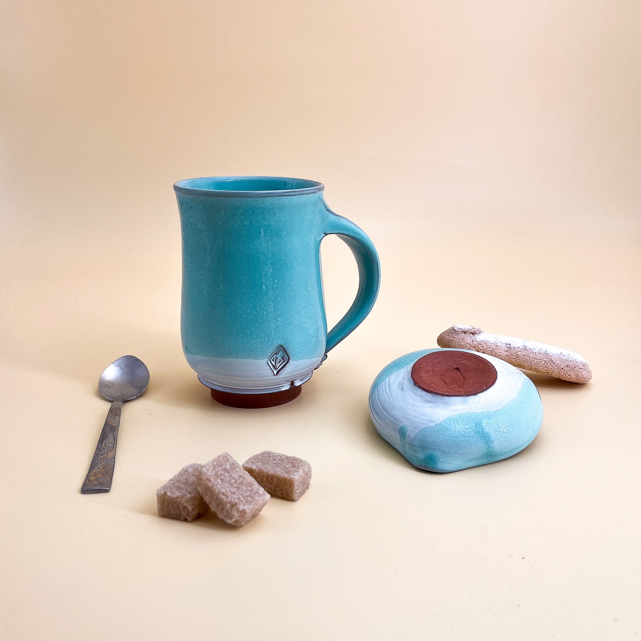 Grand mug et sa coupelle cœur Nuage