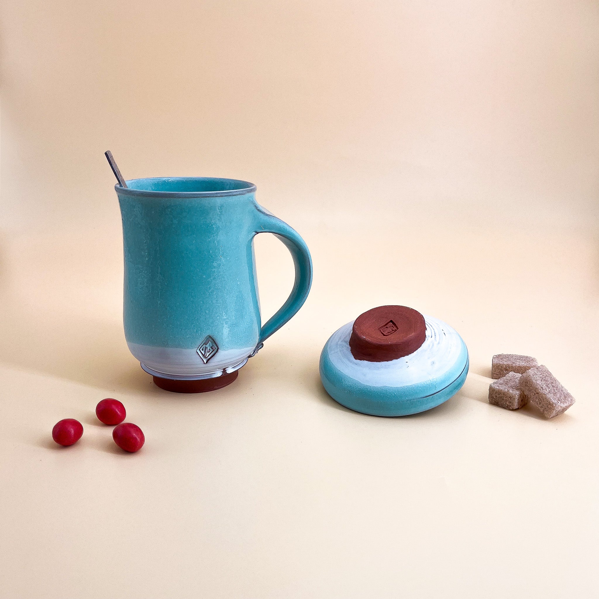 Grand mug et sa coupelle ronde Nuage